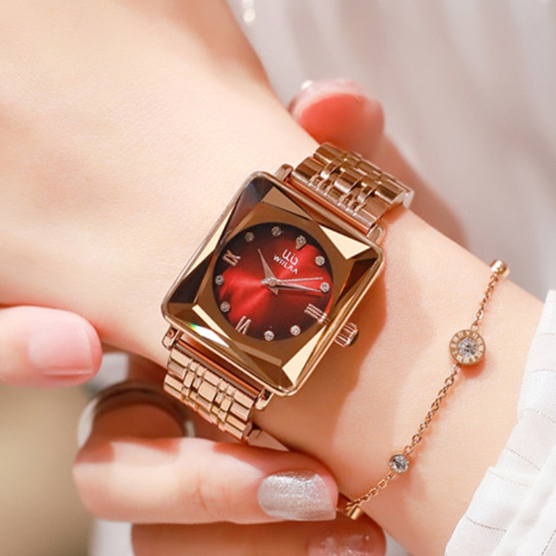 Rose Gold Womens Luxury Leather Watch