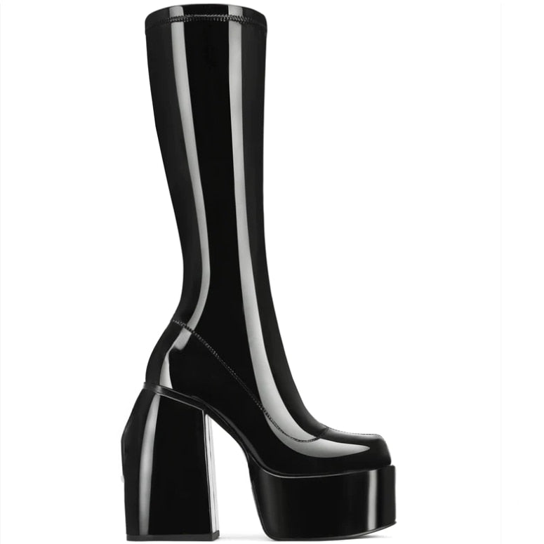 Luxury Block Heel Platform Boots