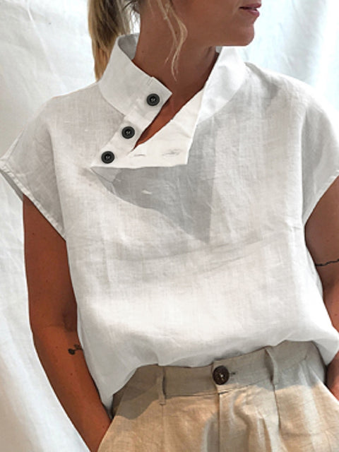 Cotton Linen Oversized Tunic Blouse Women Elegant Chic Casual Everyday Spring Summer Fashion