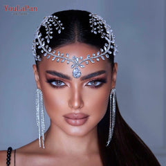 Silver Crystal Rhinestone Flower Tiara Headband Crown Bridal Hair Accessories