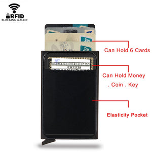 Slim Credit Card Pop-Up Holder RFID Metal Protection Wallet With Money Pocket