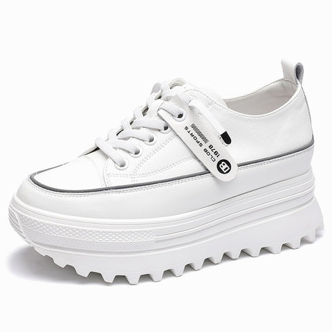 Genuine Leather Platform Wedge Shoes Women Casual Elegant Comfortable Summer Fashion