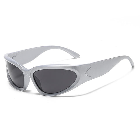 grey oval-shaped sunglasses