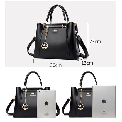 Women Luxury Designer 3 Layers Soft Leather Handbags