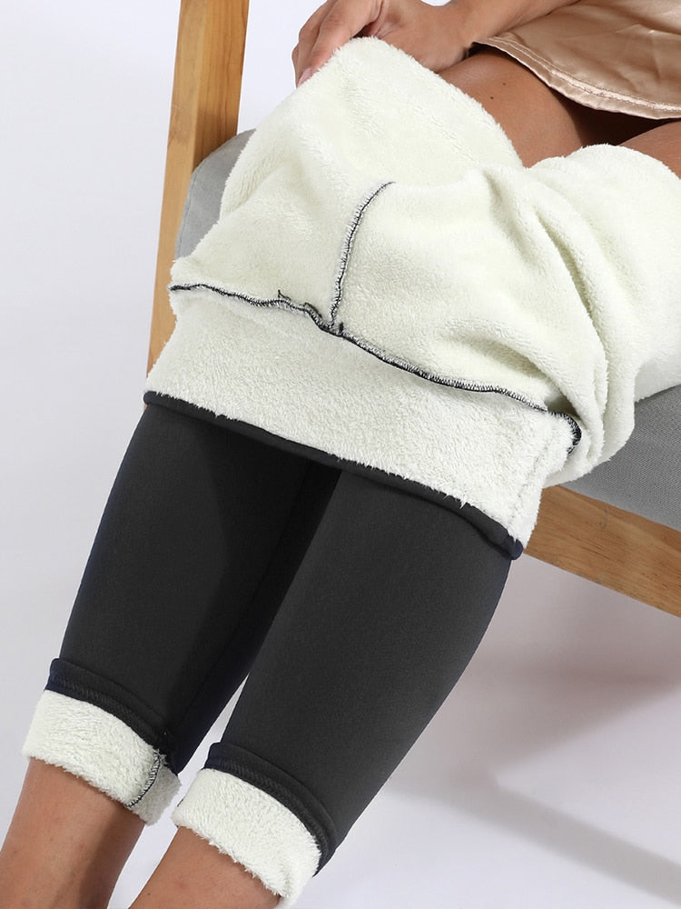 Women's  Warm Winter Leggings, Fleece-Lined High Waist Slim Leggings