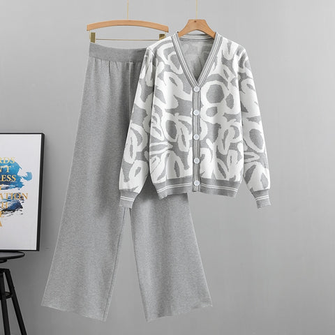 Long Sleeve Knit Sweater & Pant Set Women 2-Piece Warm Casual Autumn Winter Fashion