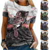 Women's 3D Cat Animal Painting T Shirt Cat Graphic Round Neck Tee