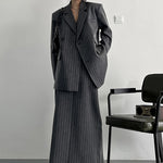 Long Sleeve Over Sized Two Piece Striped Business Suit for Women