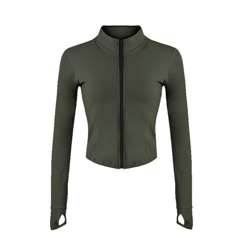 Full Zip-Up Yoga Jacket Women Workout Running Casual Athletic Activewear Fashion