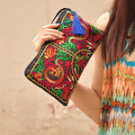 Small Embroidered Purse Mobile Phone Wallet Native Vintage Clutch Purse