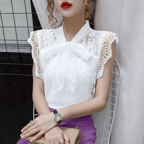 Hollow Out Vintage Sleeveless Top Women Casual Chic Everyday Summer Fashion