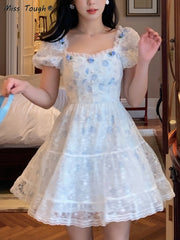 Floral Lace Korean Style Summer Mini Dress