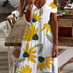 Women's Floral Pattern Print Lace Summer Dress Short Sleeve Off Shoulder Dress