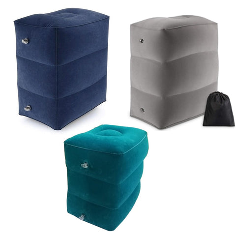 Inflatable Footrest Travel Pillow 3 Adjustable Heights Foot Stool Airplane Train Home Comfort