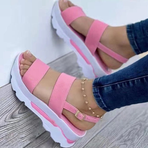 Women’s Wedge Sandals Casual Open Toe Platform Casual Sandals Buckle Ankle Strap Walking Shoes