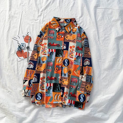 Loose Turn-Down Collar Long Sleeve Casual Button Shirts