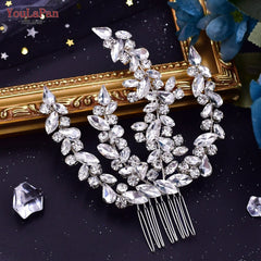 Silver Crystal Rhinestone Flower Tiara Headband Crown Bridal Hair Accessories