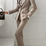 Fashion Women's Vintage 3-Piece Suit Business Straight Pant Suit