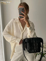 Women's Sets Collar Long Sleeve Top & Pants Two Piece Set