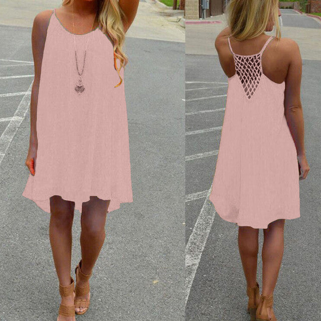 Plus Size S-3XL Summer Asymmetrical Sleeveless Dress Swim Cover