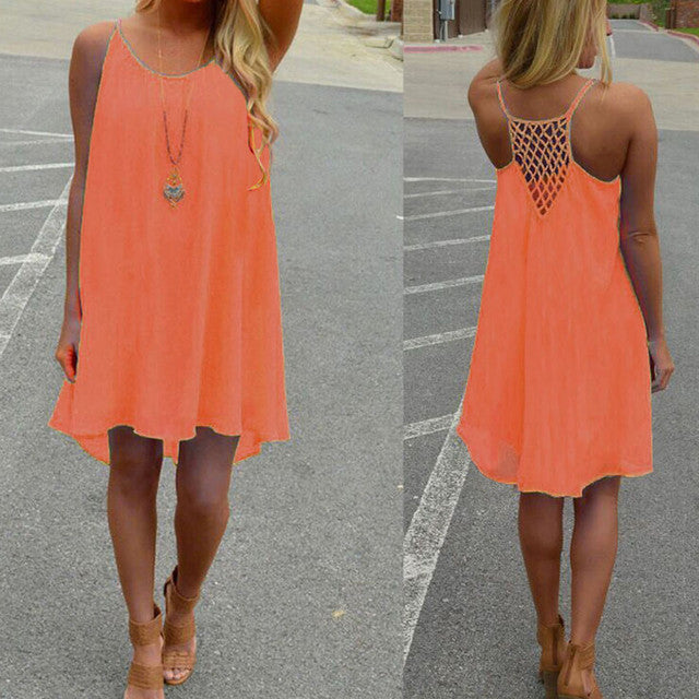 Plus Size S-3XL Summer Asymmetrical Sleeveless Dress Swim Cover