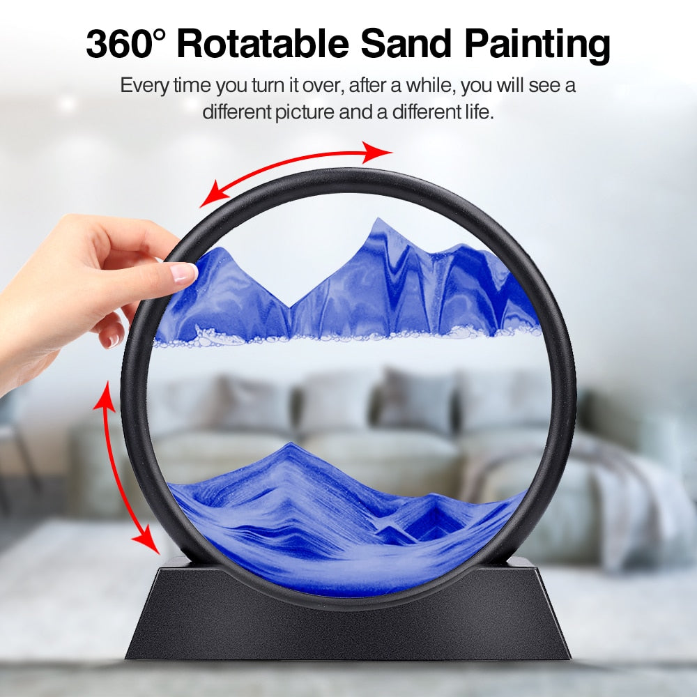 Moving Sand Art 3D Hourglass Frame Deep Sea Sandscape In Motion Home Decor
