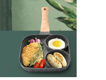 2 compartment frying pan with grill in use