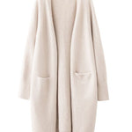 Women's Loose Thick Warm Sweater Cardigan w/ Pockets Spring Autumn Winter V-Neck Knitted Cardigan