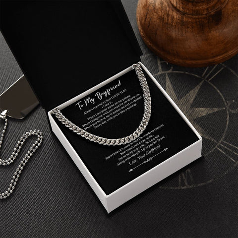 To My Boyfriend, Cuban Chain Necklace, Boyfriend Gift For Birthday, Anniversary, Nice Romantic Gift for Boyfriend