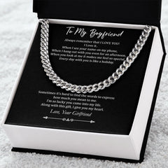 To My Boyfriend, Cuban Chain Necklace, Boyfriend Gift For Birthday, Anniversary, Nice Romantic Gift for Boyfriend