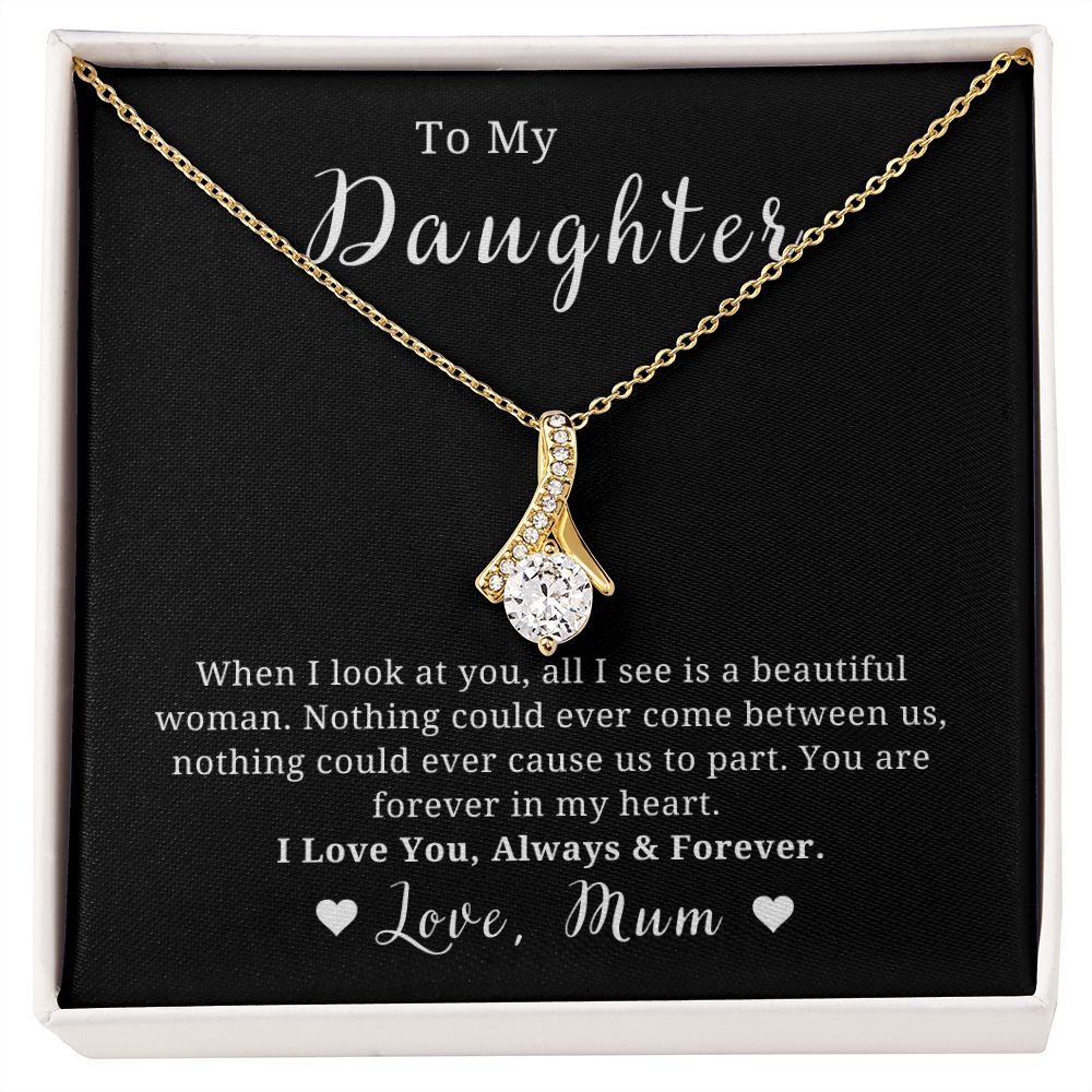 To My Daughter, When I look at you... Love Mum 14K White Gold, Mother to Daughter Gift, Necklace for Birthday or Christmas