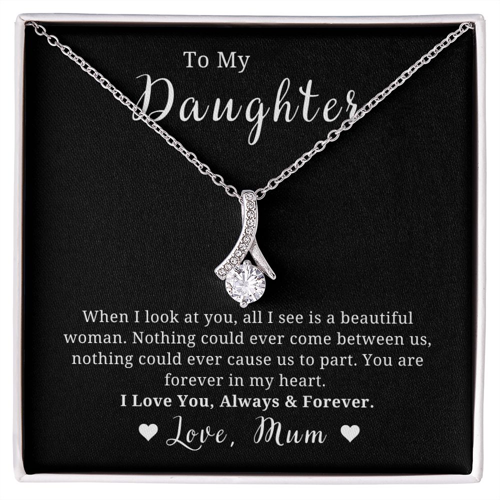 To My Daughter, When I look at you... Love Mum 14K White Gold, Mother to Daughter Gift, Necklace for Birthday or Christmas