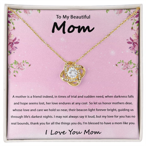 Gold Mom Pendant Necklace Women 14K White Yellow Gold Mother's Day Birthday Christmas Gift