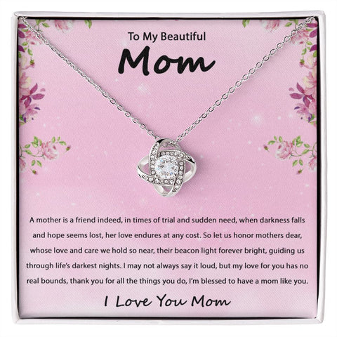 Gold Mom Pendant Necklace Women 14K White Yellow Gold Mother's Day Birthday Christmas Gift