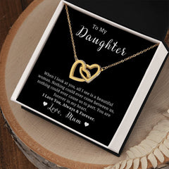 Mother to Daughter Gift, Interlocking Hearts Necklace, With Message Card, Hand Made Gold Jewelry For Daughters Birthday, Christmas