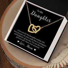 Mother to Daughter Gift, Interlocking Hearts Necklace, With Message Card, Hand Made Gold Jewelry Gift For Daughters