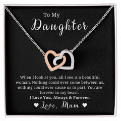 Mother to Daughter Gift, Interlocking Hearts Necklace, With Message Card, Hand Made Gold Jewelry For Daughters Birthday, Christmas