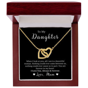 Mother to Daughter Gift, Interlocking Hearts Necklace, With Message Card, Hand Made Gold Jewelry For Daughters Birthday, Christmas