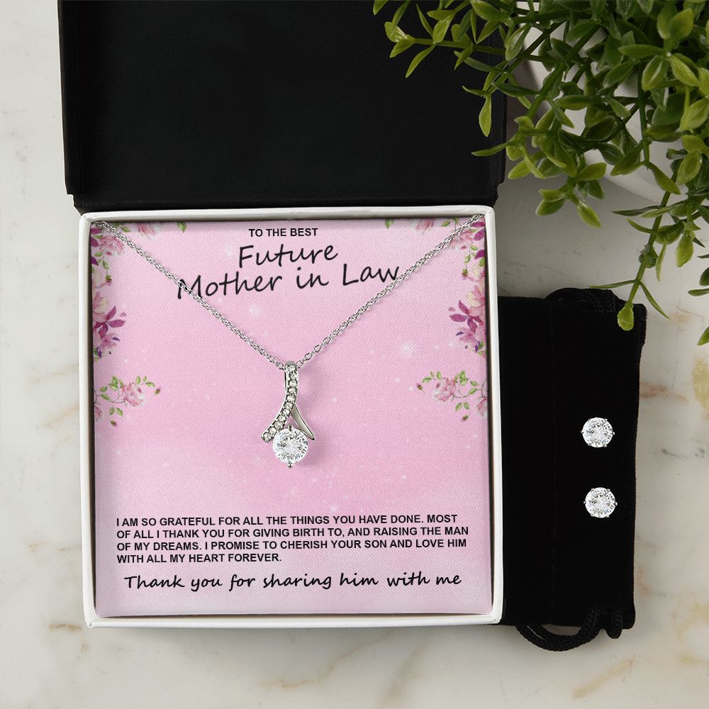 Gifts for Mom Mother of the Groom Gift Necklace & Earrings Set From Bride to Mother of the Groom