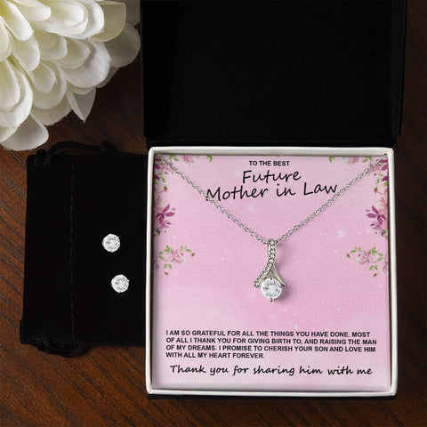 Mother of the Groom Necklace & Earring Set Gift From Bride Elegant Wedding Jewelry