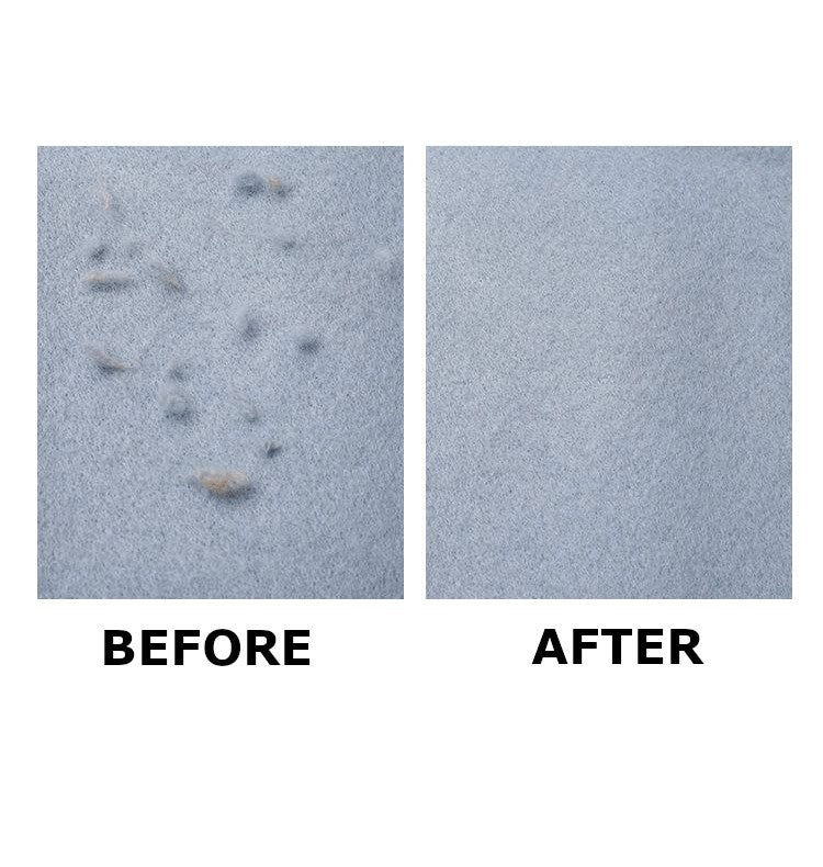 Before and after pictures using lint remover