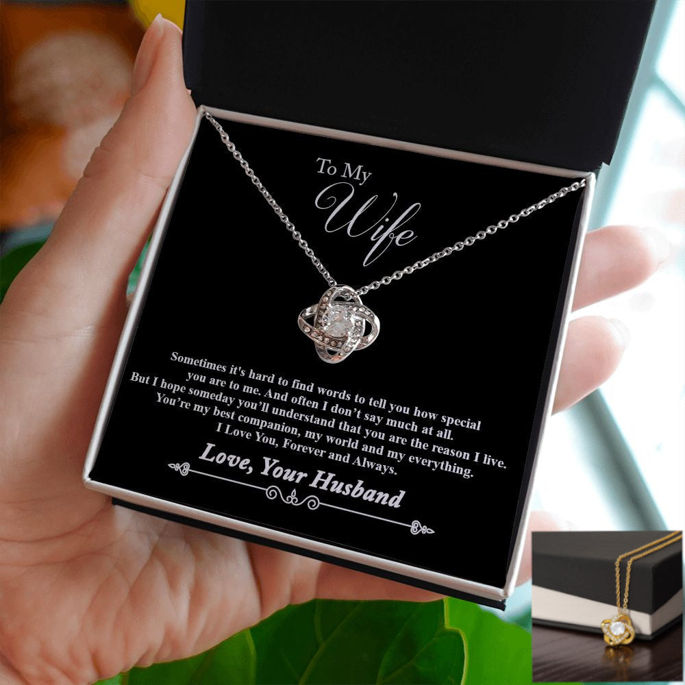 To My Wife Necklace Gift, Wife Birthday Gift, Anniversary Gift for Wife, Christmas Gift w/ Message Card
