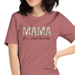 Mama Personalized T Shirt, Floral Design Mom Shirt, Customized Kids’ Names, Mother’s Day Shirt, Gift for Mom