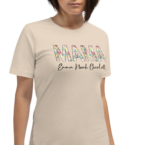 Personalized Mama T-Shirt Women Floral Custom Kids Names Mother's Day Gift Fashion Top