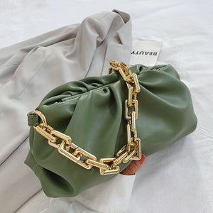 green leather handbag purse