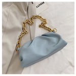 Light Blue leather handbag with chain