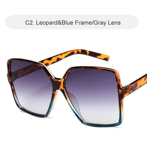 Oversized Sunglasses - leopard and grey lens