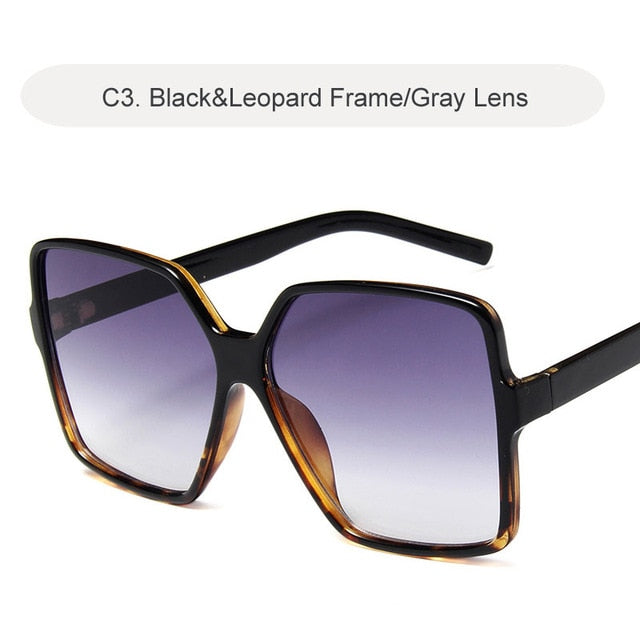 Oversized Sunglasses - leopard frame grey lens