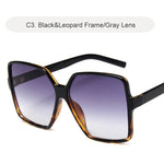 Oversized Sunglasses - leopard frame grey lens