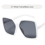 White Oversized Sunglasses  - black lens